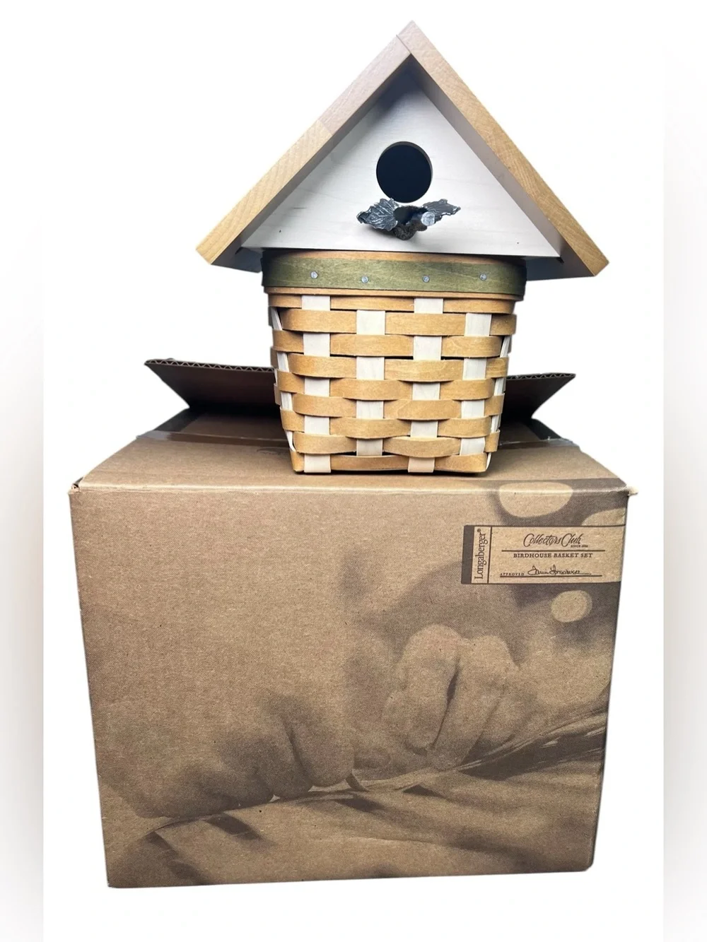 Longaberger NIB 2009 Collectors Club Birdhouse Basket Set w/Lid, protector, box